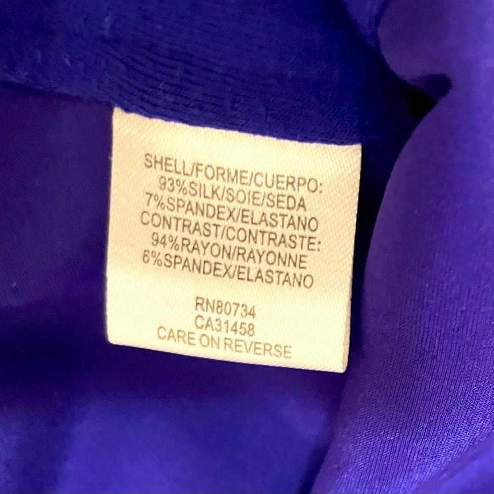 BCBGMAXAZRIA SILK PURPLE BUTTON BLOUSE CAP SLEEVE SIZE M 💜💜💜 EUC - Picture 9 of 13